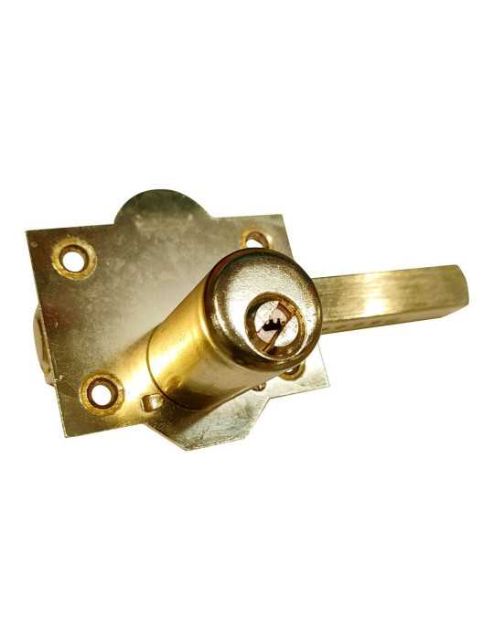 Cerrojo, Seguridad, Sobreponer, Modelo CRR10, de Acero con Acabado Latón Satinado, 86B/50 mm, con 5 Llaves y Cadenilla MICEL