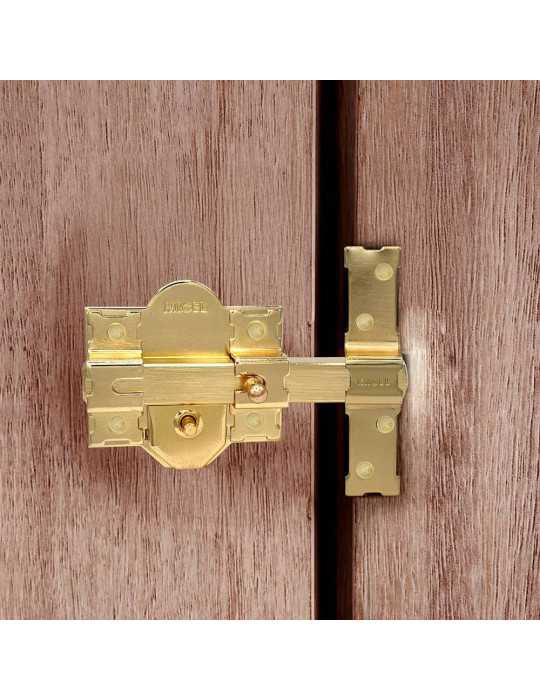 Cerrojo, Seguridad, Sobreponer, Modelo CRR10, de Acero con Acabado Latón Satinado, 86B/50 mm, con 5 Llaves y Cadenilla MICEL