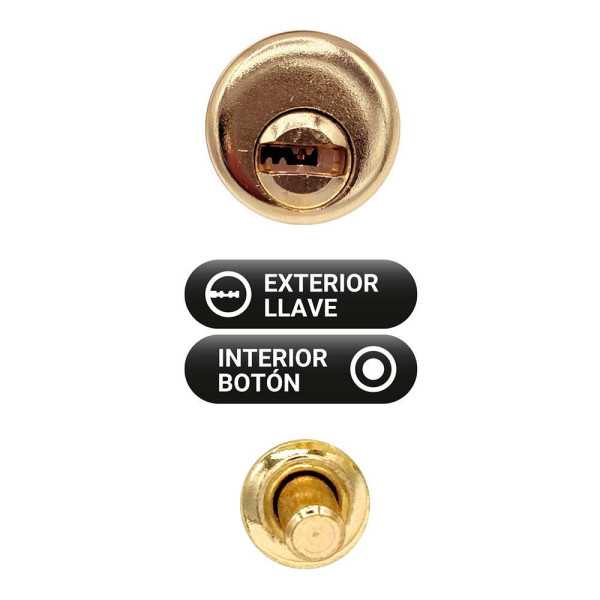 Cerrojo, Seguridad, Sobreponer, Modelo CRR10, de Acero con Acabado Latón Satinado, 86B/50 mm, con 5 Llaves y Cadenilla MICEL