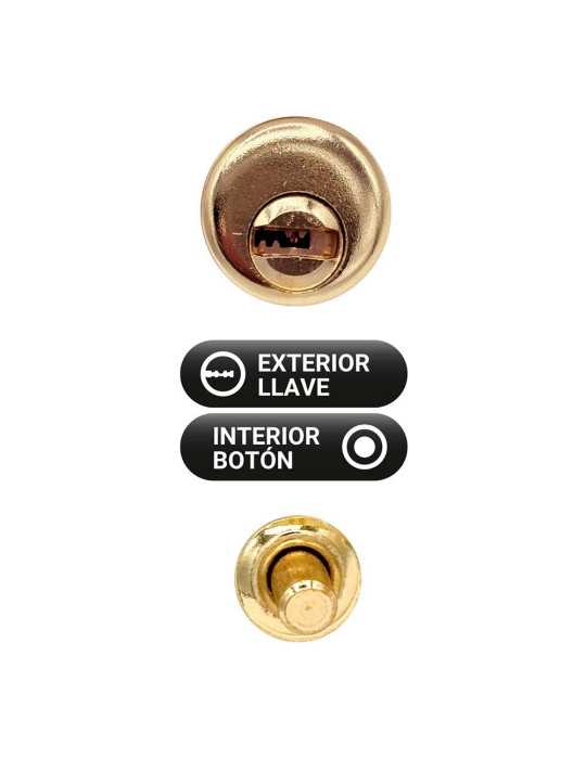 Cerrojo, Seguridad, Sobreponer, Modelo CRR10, de Acero con Acabado Latón Satinado, 86B/50 mm, con 5 Llaves y Cadenilla MICEL