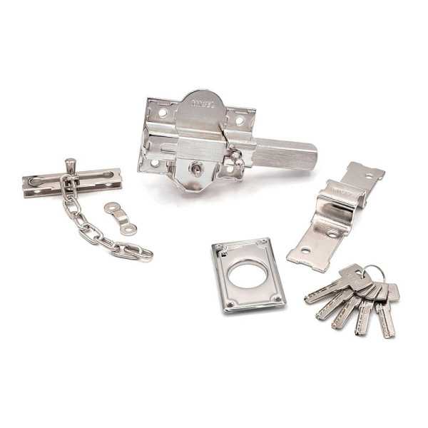 Cerrojo, Seguridad, Sobreponer, Modelo CRR10, de Acero con Acabado Níquel, 86B/50 mm, con 5 Llaves y Cadenilla MICEL