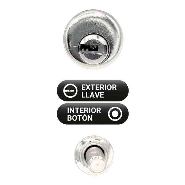 Cerrojo, Seguridad, Sobreponer, Modelo CRR10, de Acero con Acabado Níquel, 86B/50 mm, con 5 Llaves y Cadenilla MICEL