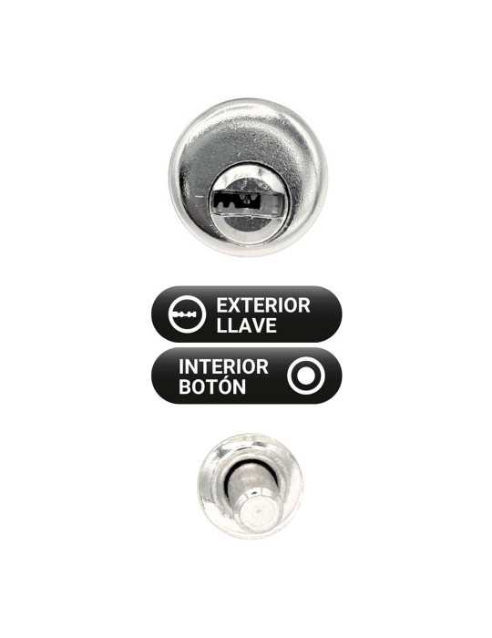 Cerrojo, Seguridad, Sobreponer, Modelo CRR10, de Acero con Acabado Níquel, 86B/50 mm, con 5 Llaves y Cadenilla MICEL