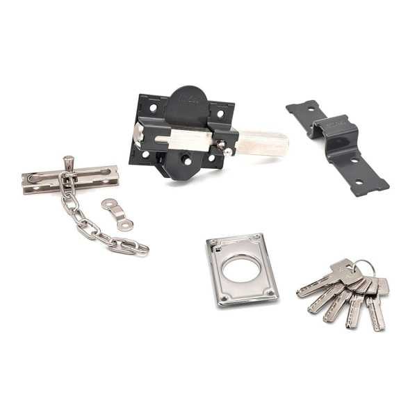Cerrojo, Seguridad, Sobreponer, Modelo CRR10, de Acero con Acabado Gris, 86B/50 mm, con 5 Llaves y Cadenilla MICEL