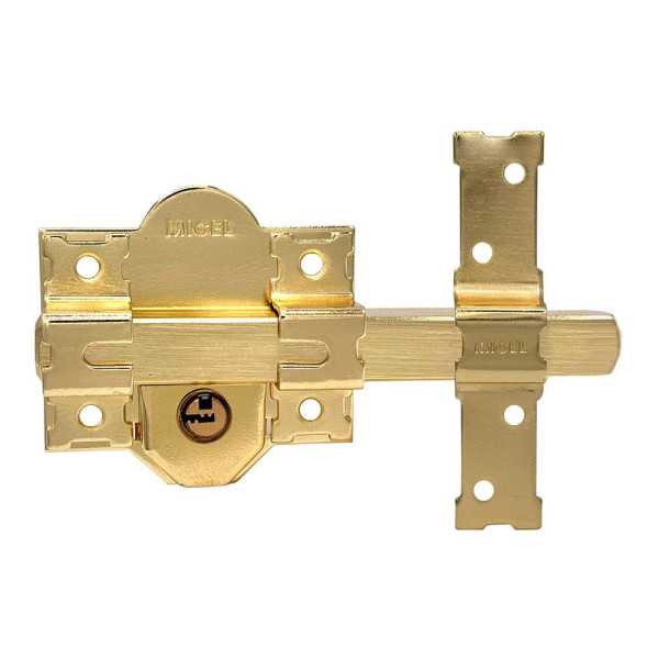 Cerrojo, Seguridad, Sobreponer, Modelo CRR11, de Acero con Acabado Latón Satinado, 86L/50 mm, con 5 Llaves y Cadenilla MICEL