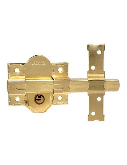 Cerrojo, Seguridad, Sobreponer, Modelo CRR11, de Acero con Acabado Latón Satinado, 86L/50 mm, con 5 Llaves y Cadenilla MICEL
