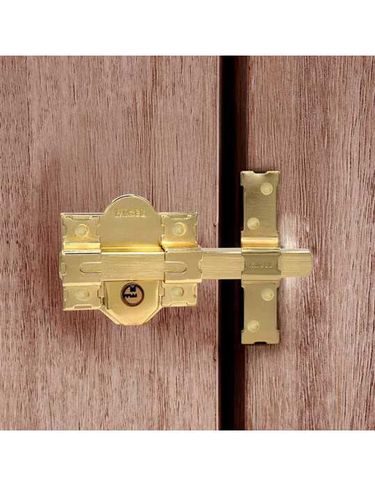 Cerrojo, Seguridad, Sobreponer, Modelo CRR11, de Acero con Acabado Latón Satinado, 86L/50 mm, con 5 Llaves y Cadenilla MICEL