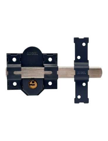 Cerrojo, Seguridad, Sobreponer, Modelo CRR11, de Acero con Acabado Gris, 86L/50 mm, con 5 Llaves y Cadenilla MICEL