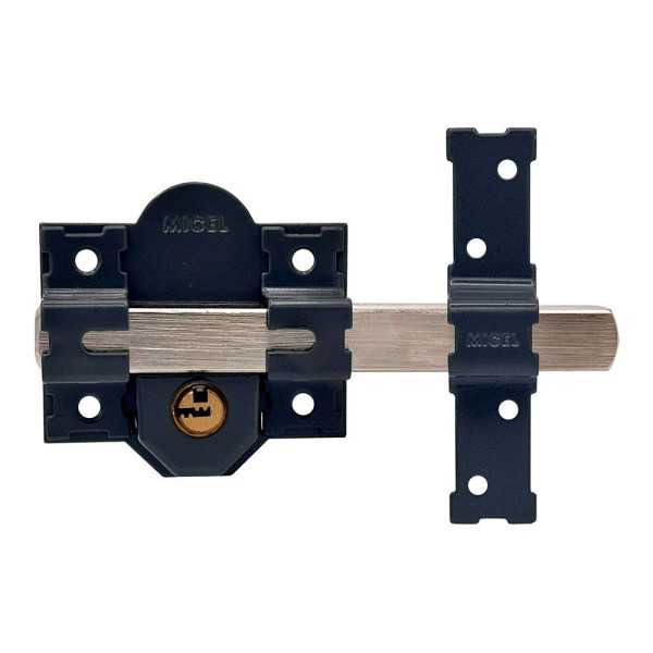 Cerrojo, Seguridad, Sobreponer, Modelo CRR11, de Acero con Acabado Gris, 86L/50 mm, con 5 Llaves y Cadenilla MICEL