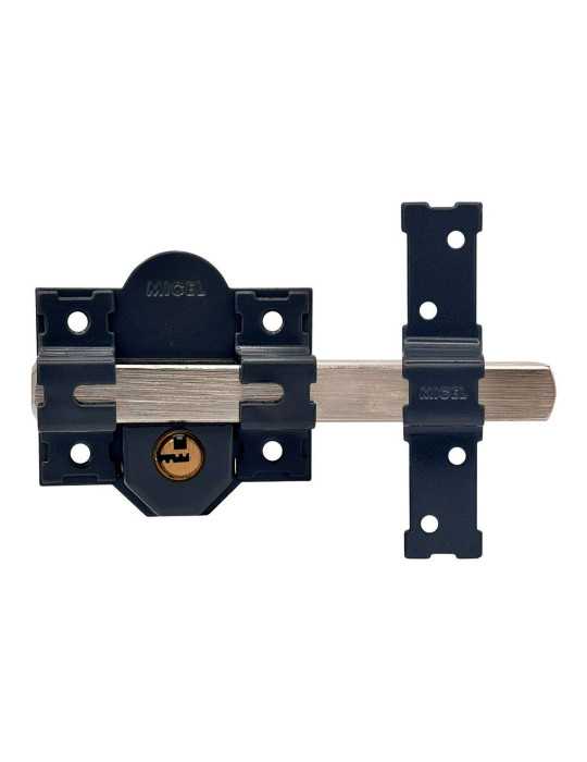 Cerrojo, Seguridad, Sobreponer, Modelo CRR11, de Acero con Acabado Gris, 86L/50 mm, con 5 Llaves y Cadenilla MICEL