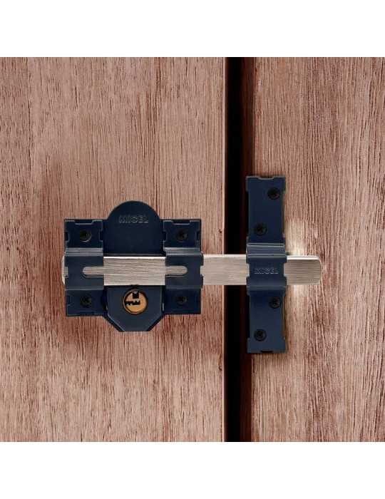 Cerrojo, Seguridad, Sobreponer, Modelo CRR11, de Acero con Acabado Gris, 86L/50 mm, con 5 Llaves y Cadenilla MICEL