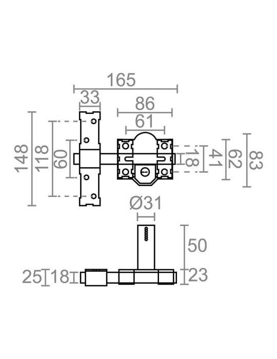 Cerrojo, Seguridad, Sobreponer, Modelo CRR11, de Acero con Acabado Gris, 86L/50 mm, con 5 Llaves y Cadenilla MICEL