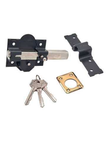 Cerrojo, Seguridad, Sobreponer, Modelo CRR12, de Acero con Acabado Gris, 86B/50 mm, con 3 Llaves Serrata MICEL 2