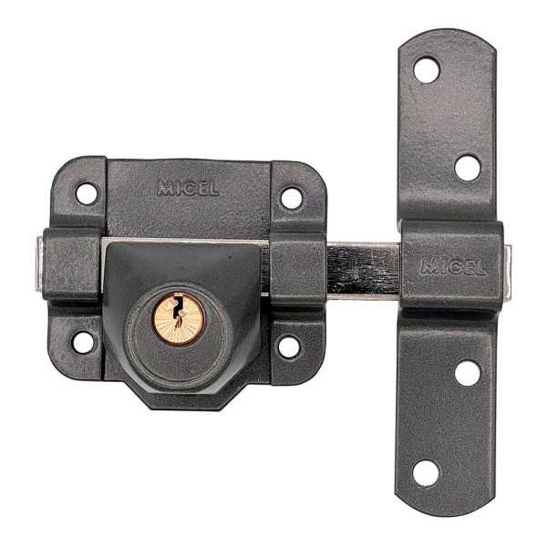 Cerrojo, Seguridad, Sobreponer, Modelo CRR14, de Acero con Acabado Gris, 86L/50 mm, con 3 Llaves Serrata MICEL