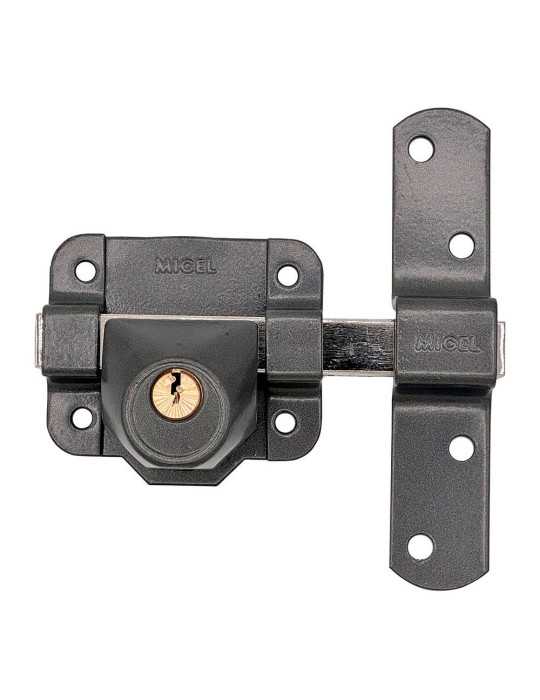 Cerrojo, Seguridad, Sobreponer, Modelo CRR14, de Acero con Acabado Gris, 86L/50 mm, con 3 Llaves Serrata MICEL