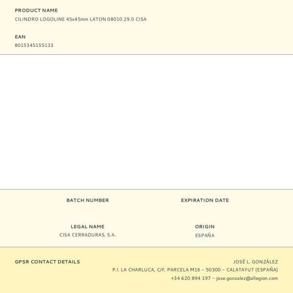 Cilindro Logoline 45x45mm Laton 08010.29.0 CISA