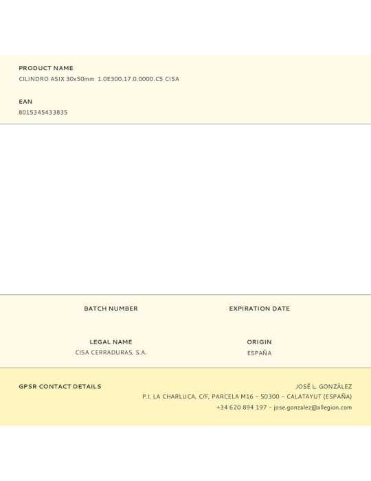 Cilindro Asix 30x50mm 1.0E300.17.0.0000.C5 CISA