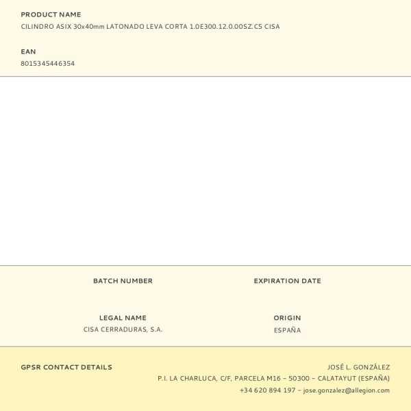 Cilindro Asix 30x40mm Latonado Leva Corta 1.0E300.12.0.00SZ.C5 CISA