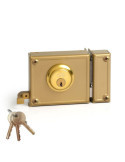 Cerradura, Sobreponer, Modelo 12-10D, Golpe y Llave, Caja 100 mm, Cilindro 52 mm, Mano Derecha JIS