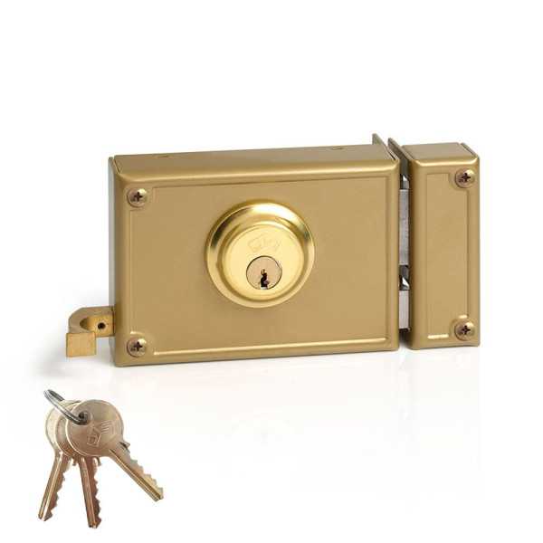 Cerradura, Sobreponer, Modelo 12-12D, Golpe y Llave, Caja 120 mm, Cilindro 52 mm, Mano Derecha JIS