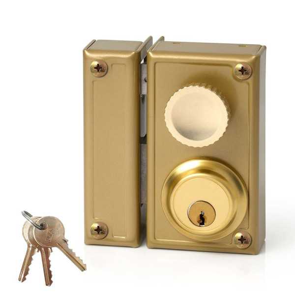 Cerradura, Sobreponer, Modelo 34-6I, Golpe y Llave, con Pomo, Caja 60 mm, Cilindro 52 mm, Mano Izquierda JIS