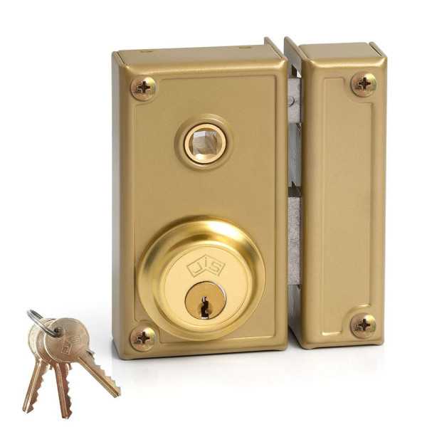 Cerradura, Sobreponer, Modelo 35-6D, Golpe y Llave, con Manilla, Caja 60 mm, Cilindro 52 mm, Mano Derecho JIS