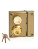 Cerradura, Sobreponer, Modelo 34-7D, Golpe y Llave, con Pomo, Caja 70 mm, Cilindro 52 mm, Mano Derecha JIS