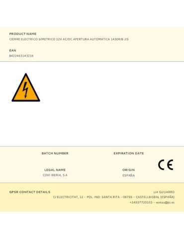 Cierre Electrico Simetrico 12V Ac/Dc Apertura Automatica 1430R/B JIS 2