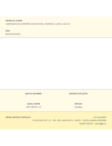 Cerradura, Sobreponer, de Compañia Gas Natural, Modelo 1130Cro Cge, Acabado Cromado JIS 2