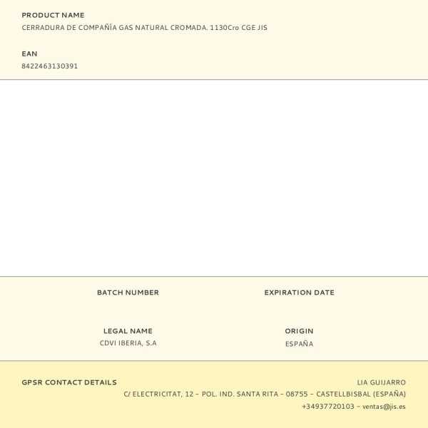 Cerradura, Sobreponer, de Compañia Gas Natural, Modelo 1130Cro Cge, Acabado Cromado JIS