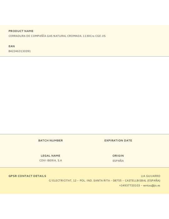 Cerradura, Sobreponer, de Compañia Gas Natural, Modelo 1130Cro Cge, Acabado Cromado JIS