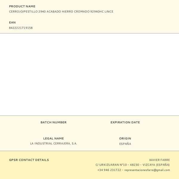 Cerrojo/Pestillo 2940 Acabado Hierro Cromado 92940HC LINCE