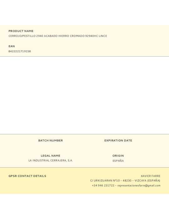 Cerrojo/Pestillo 2940 Acabado Hierro Cromado 92940HC LINCE