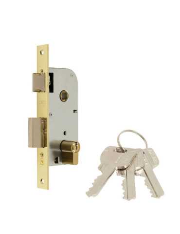 Cerradura, Embutir, 1 Punto, con Picaporte y Palanca Reversible, Acabado Latón, Modelo 1301-245A311 MCM