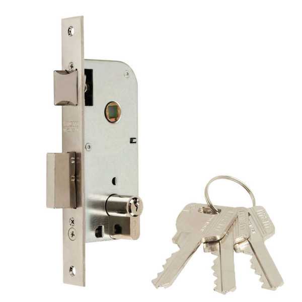 Cerradura, Embutir, 1 Punto, con Picaporte y Palanca Reversible, Acabado Niquel, Modelo 1301-135A311 MCM
