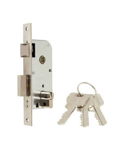 Cerradura, Embutir, 1 Punto, con Picaporte y Palanca Reversible, Acabado Niquel, Modelo 1301-140A311 MCM