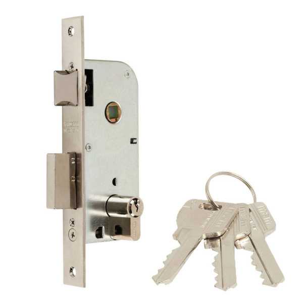 Cerradura, Embutir, 1 Punto, con Picaporte y Palanca Reversible, Acabado Niquel, Modelo 1301-140A311 MCM