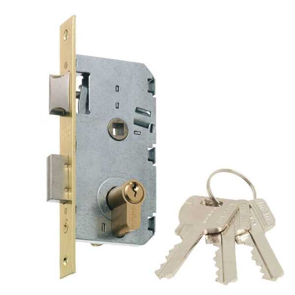Cerradura, Embutir, 1 Punto, con Picaporte y Palanca Reversible, Acabado Latón, Modelo 2501-245AN311 MCM