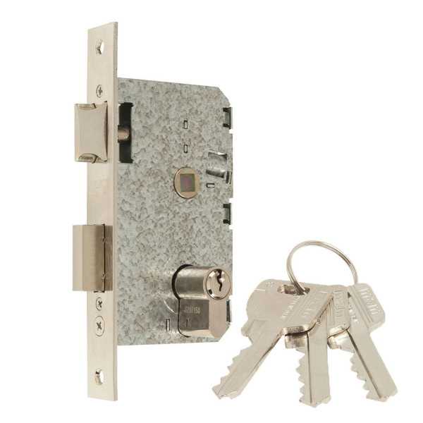 Cerradura, Embutir, 1 Punto, con Picaporte y Palanca Reversible, Acabado Niquel, Modelo 2501-135AN311 MCM