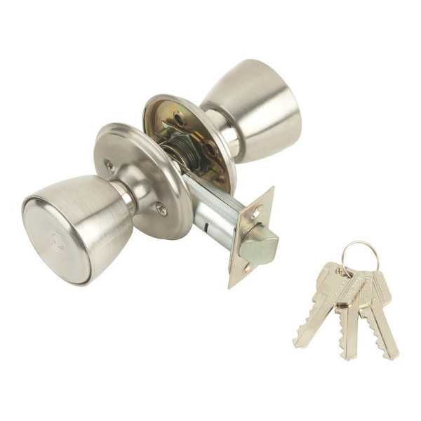 Cerradura con Pomo, Cilindro Exterior y Pomo Libre en Interior, Modelo 508-4-4-70, Acabado Inoxidable MCM