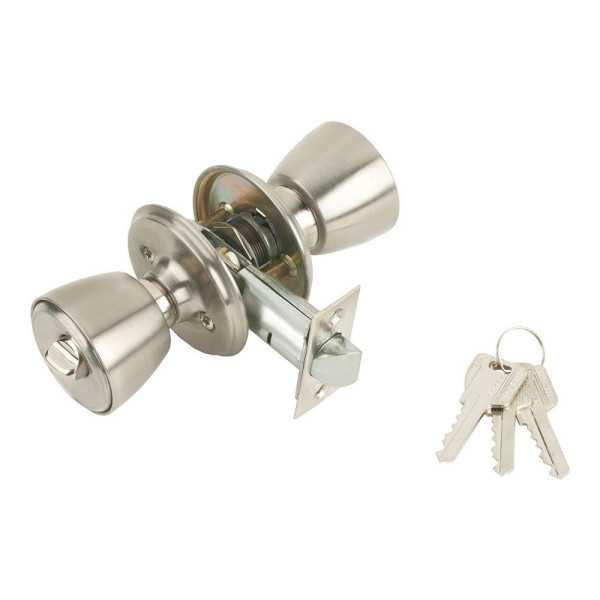 Cerradura con Pomo, Cilindro Exterior y Condena en Interior, Modelo 501B-4-4-70, Acabado Inoxidable MCM