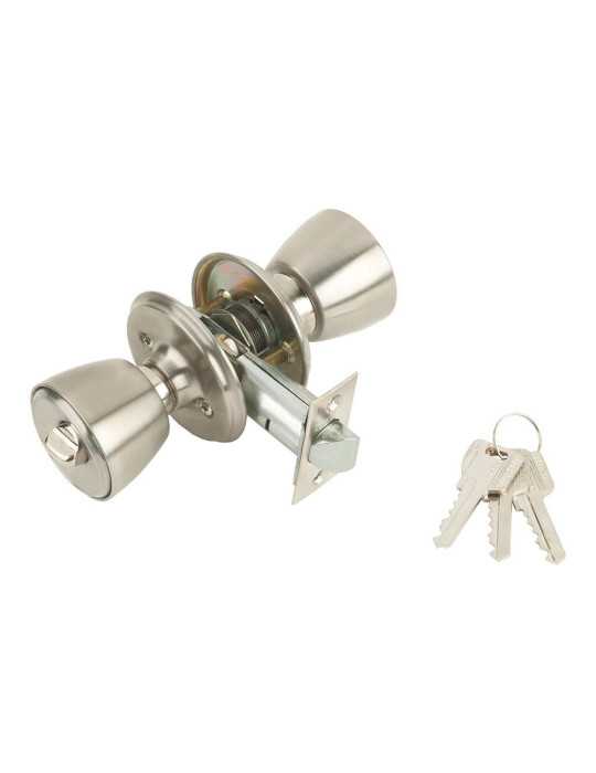 Cerradura con Pomo, Cilindro Exterior y Condena en Interior, Modelo 501B-4-4-70, Acabado Inoxidable MCM