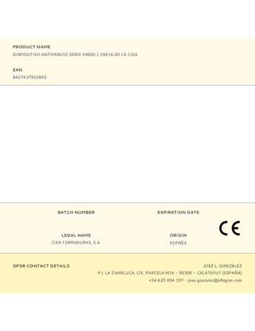 Dispositivo Antipanico Serie 59600 1.59616.00.CA , 90 cm CISA 2