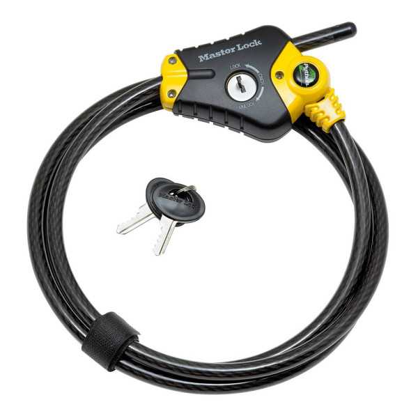 Cable de Acero Trenzado, Python, Ajustable, con Llave, Ø1 x 180 cm, Blister MASTER LOCK