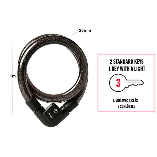Cable de Acero Trenzado con Cubierta de PVC, con Llave, Ø2,5 x 100 cm, Blister MASTER LOCK