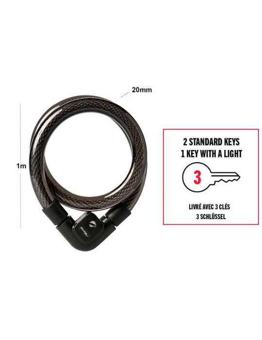 Cable de Acero Trenzado con Cubierta de PVC, con Llave, Ø2,5 x 100 cm, Blister MASTER LOCK