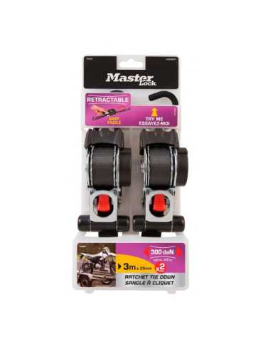 Correas Retráctiles con Trinquete y Ganchos S, 25 mm x 3 m, 2 uds MASTER LOCK 2