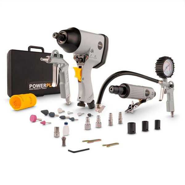 Kit Herramientas Neumáticas, Juego 25 Piezas POWERPLUS