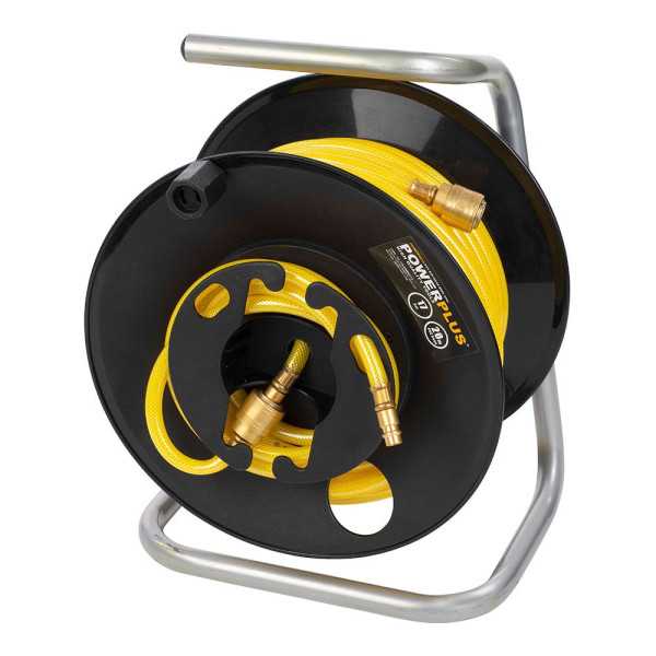 Enrollador Portátil con Manguera PVC para Aire, 20 m POWERPLUS