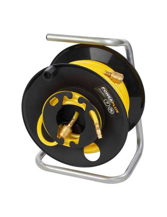 Enrollador Portátil con Manguera PVC para Aire, 20 m POWERPLUS